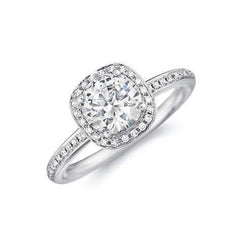 Natural  2.6 Ct Sparkling Diamond Engagement Halo Ring White Gold