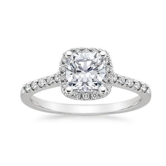 3.20 Ct Cushion And Round Cut Diamonds Anniversary Halo Ring White Gold Halo Ring