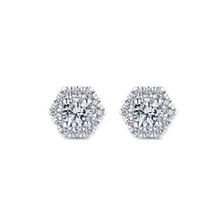 3.20 Ct Round Cut Diamonds Ladies Studs Earring Halo White Gold 14K