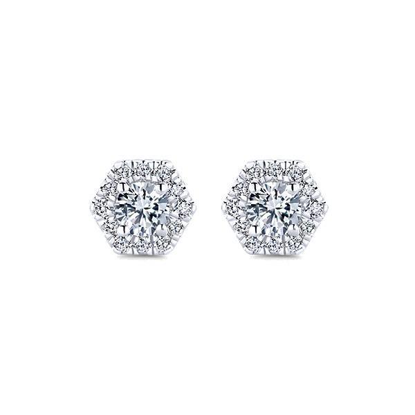 Gorgeous Round Cut Woman's White Gold Weeding Anniversary Studs Halo  Earrings