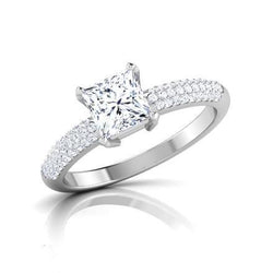 3.20 Ct Princess And Round Cut Gorgeous Diamond Ring White Gold 14K
