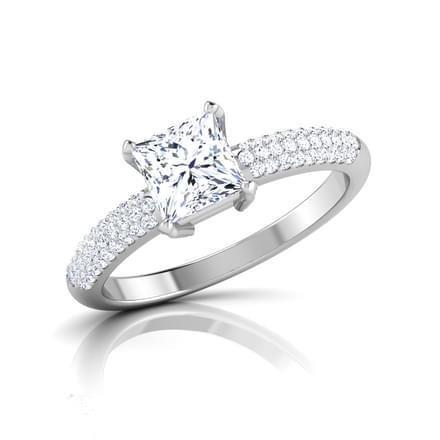 High Quality Unique Solitaire Ring with Accents White Gold Diamond