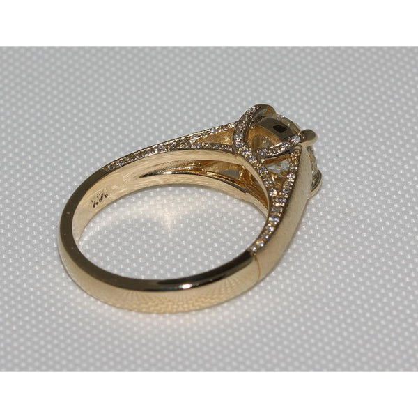  Yellow Gold New Princess Cut Sparkling Unique Solitaire  Diamond Anniversary Ring 