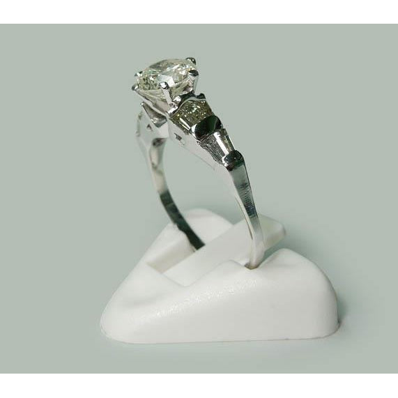   Women Jewelry Sparkling Unique Solitaire Ring with Accents White Gold Diamond 