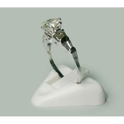   Women Jewelry Sparkling Unique Solitaire Ring with Accents White Gold Diamond 