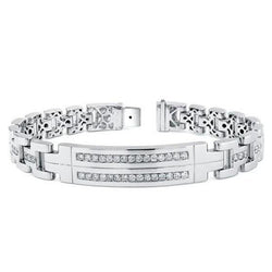3.25 Carats Brilliant Cut Diamonds Men's Bracelet WG 14K