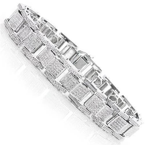 3.25 Carats Diamond Men Bracelet Jewelry Solid White 14K Gold Mens Bracelet