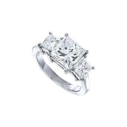 3.25 Carats Princess Cut Three Stone Diamond Engagement Ring