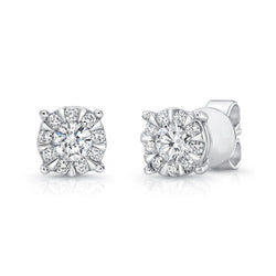 3.25 Ct Natural Earth Mined Diamonds Ladies Studs Halo Earring White Gold 14K