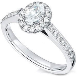 Natural  3.25 Ct Oval And Round Cut Diamonds Engagement Ring White Gold 14K