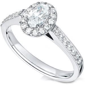3.25 Ct Oval And Round Cut Diamonds Engagement Ring White Gold 14K Halo Ring