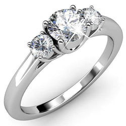 3.25 Ct Round Cut Three Stone Diamonds Engagement Ring White Gold