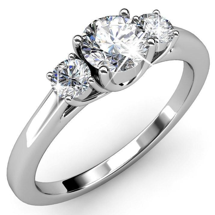 3.25 Ct Round Cut Three Stone Diamonds Engagement Ring White Gold Three Stone Ring