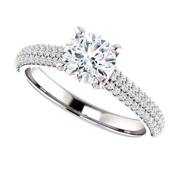 Wedding Solitaire Ring with Accents White Gold Diamond  