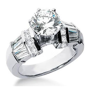 Fancy Lady’s Vintage Style White Gold Diamond Solitaire Ring with Accents 