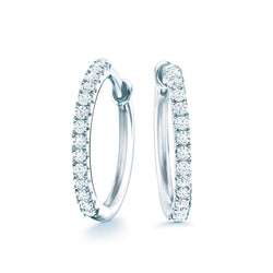 3.30 Carats Brilliant Cut Diamonds Lady Hoop Earrings Gold White 14K