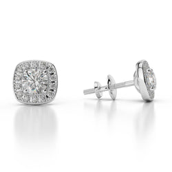 2.50 Carats Natural Earth Mined Diamonds Halo Women Studs Earrings White Gold 14K