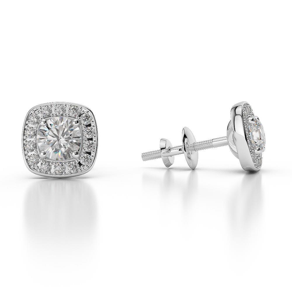 Diamonds Halo Women Studs Earrings White Gold Halo Stud Earrings