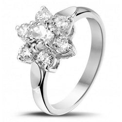 Natural  3.30 Carats Sparkling Round Halo Diamonds Engagement Ring White Gold