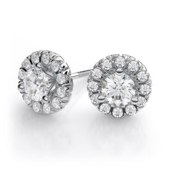 2.40 Carats Gorgeous Natural Earth Mined Diamond Lady Stud Halo Earrings White Gold