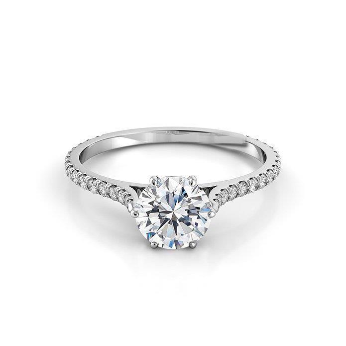 3.30 Ct Round Cut Diamonds With Accents Anniversary Solitaire Ring White Gold 14K Jewelry Solitaire Ring with Accents