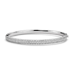 9 Ct Round Natural Earth Mined Diamond Bangle 14K White Gold New