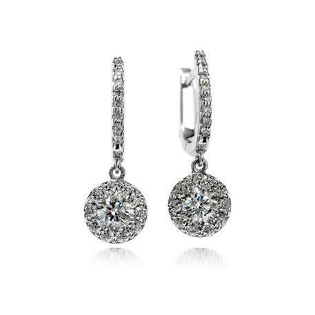 3.4 Carats Prong Set Diamonds Lady Dangle Earrings White Gold 14K Dangle Earrings