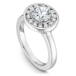 Natural  3.40 Carats Diamonds Engagement Halo Ring White Gold 14K