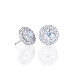 2.50 Carats Round Cut Diamond Women Studs Halo Earrings