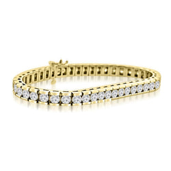 9 Carats Round Lab Grown Diamonds Channel Set Tennis Bracelet Yellow Gold
