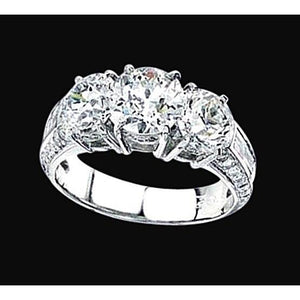 3.41 Ct. Gold White Diamonds Three Stone Wedding Ring Three Stone Ring