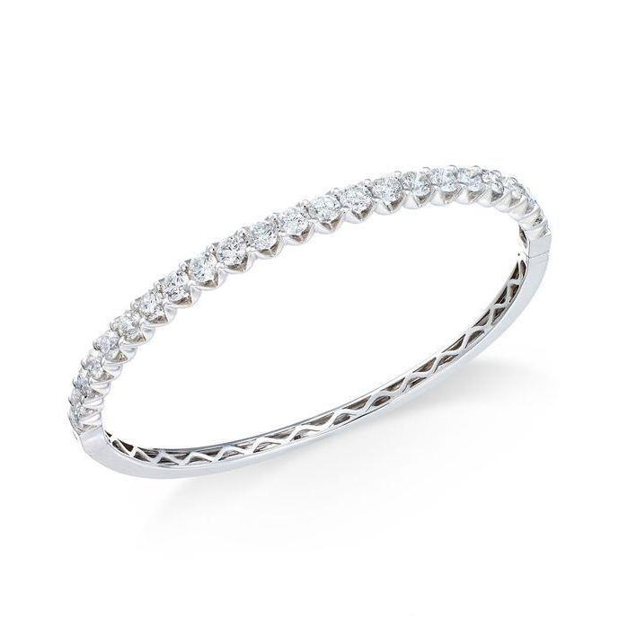 3.45 Carats Gorgeous Round Cut Diamonds Bangle Bracelet White Gold Bangle