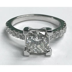 3.50 Carats Princess Cut Diamond Ring With Accents White Gold 14K