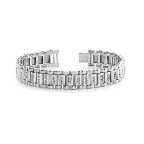 3.5 Carats F-Vs2 Round Cut Diamond Mens Bracelet White Gold 14K Mens Bracelet