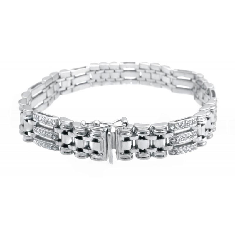 3.5 Carats Natural Round Cut Diamond Men Bracelet White Gold 14K Mens Bracelet