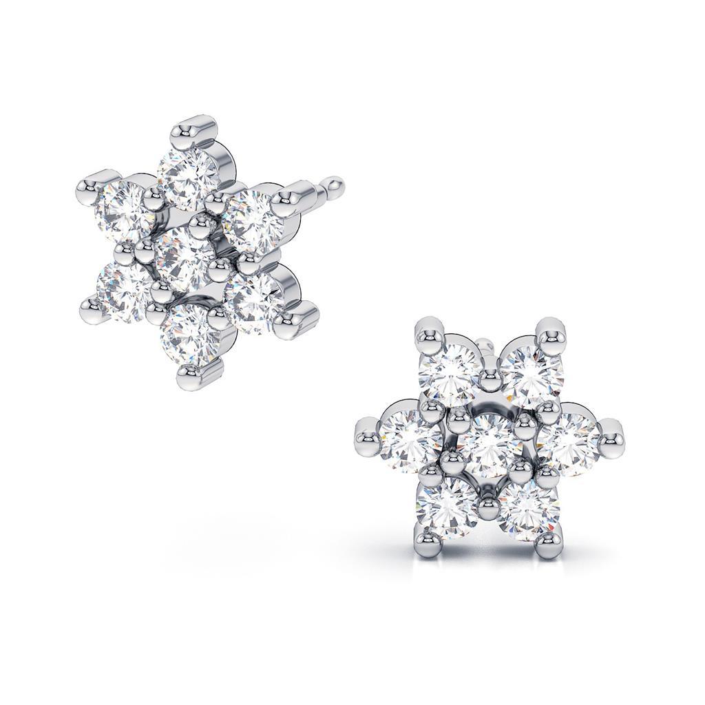 3.5 Carats Round Cut Diamond Stud Halo Earring Solid White Gold 14K Studs- Halo