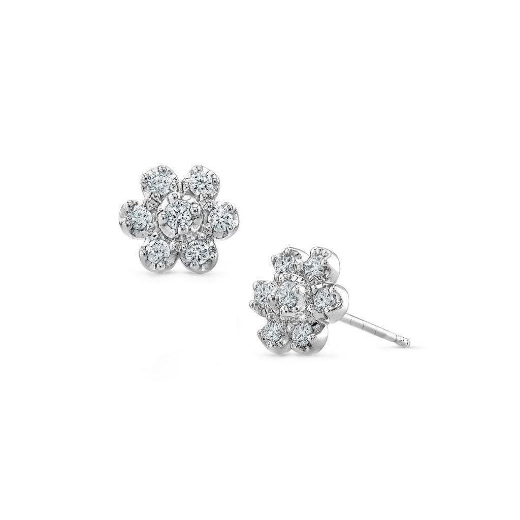 Round Diamond Stud Earring Ladies White Gold Jewelry Stud Earrings