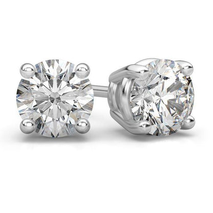  Round Solitaire Princess Cut White Elegant Woman's Stud Earrings