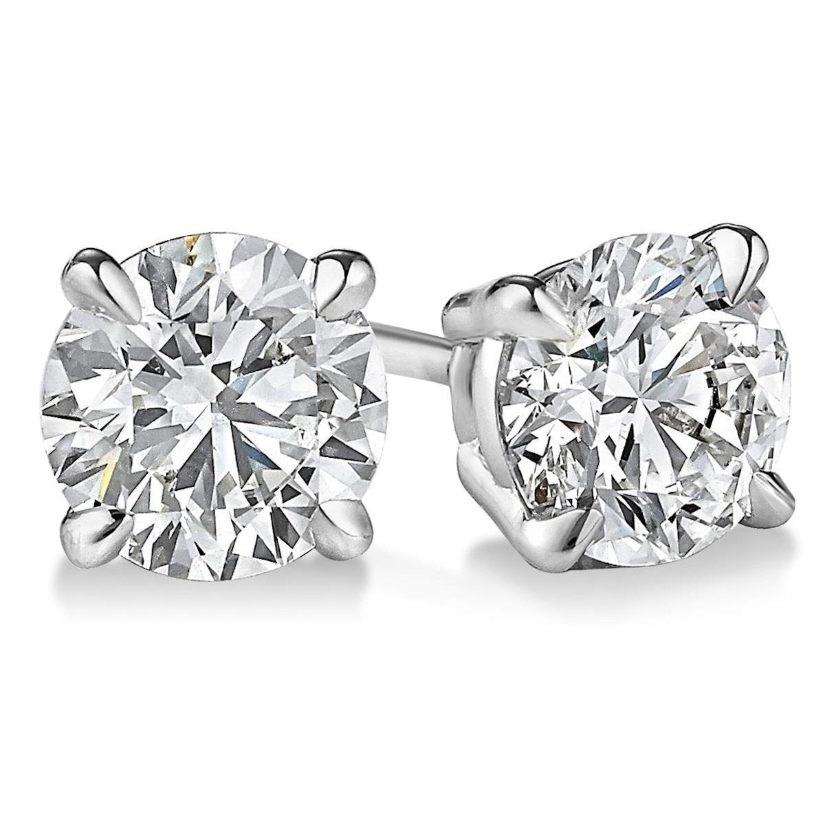 natural round diamond 3.5ct earring front view
