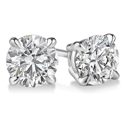 natural round diamond 3.5ct earring front view