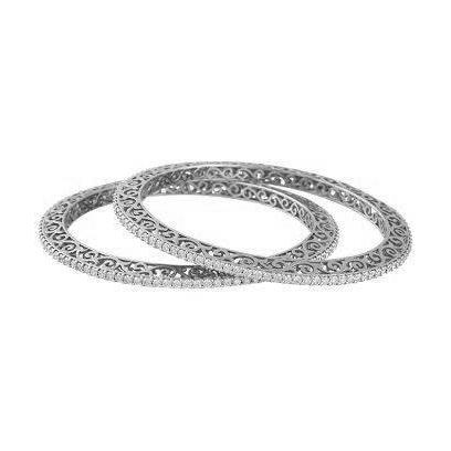 3.5 Carats Women Round Diamond Bangle White Gold Fine Jewelry Bangle