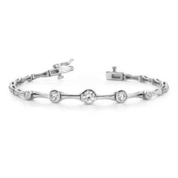 2.20 Ct Bezel Set Round Journey Style Lab Grown Diamond Bracelet White Gold