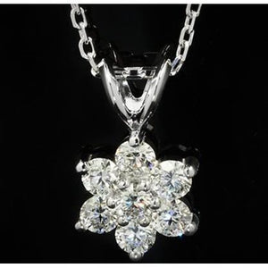 3.5 Ct Diamond Flower Style Necklace Pendant White Gold Women Jewelry Pendant