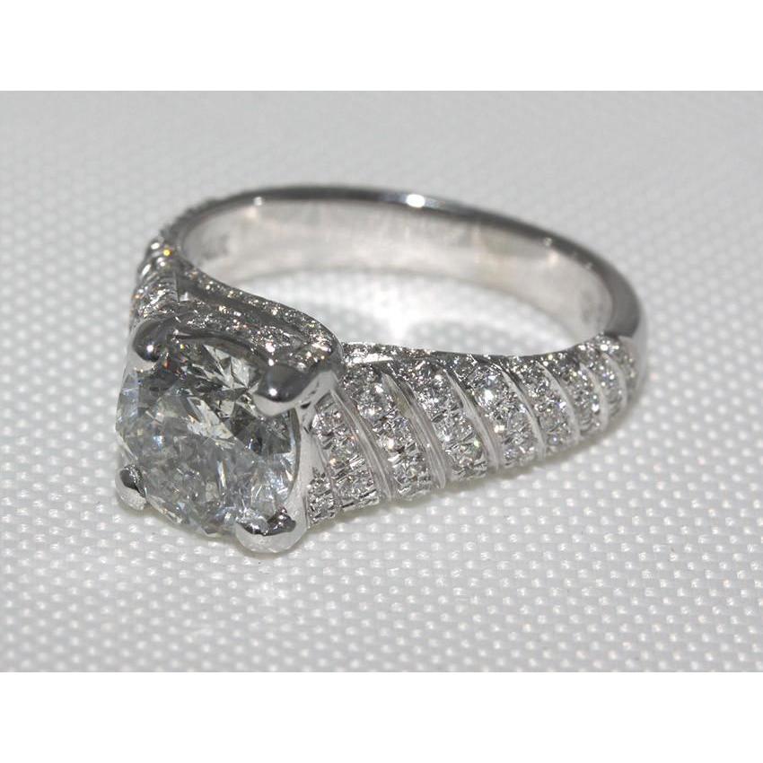 Micro Pave Gold  Solitaire Ring with Accents White Gold Diamond