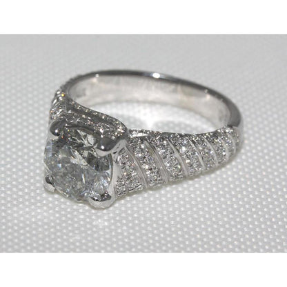 Micro Pave Gold  Solitaire Ring with Accents White Gold Diamond