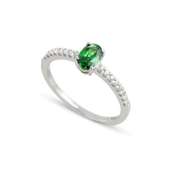 3.5 Ct Green Emerald And Natural Earth Mined Diamond Wedding Ring