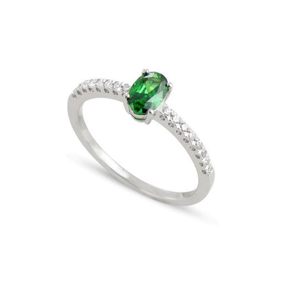  Princess Cut Green Emerald And Diamond Wedding  Gemstone Ring