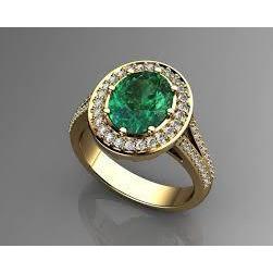  Lady’s Brilliant  Oval Cut Green Emerald With Halo Diamond  Gemstone Ring