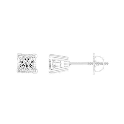 Fancy  Princess Cut Diamond White Gold Stud Earrings