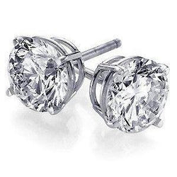 3.5 Ct Prong Set Round Solitaire Lab Grown Diamond Stud Earring White Gold 14K